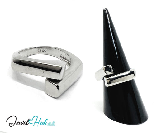 925 Silver Ring (Hallmarked) Linear Merge Design | 4.2g | Adjustable (UK O–Q)