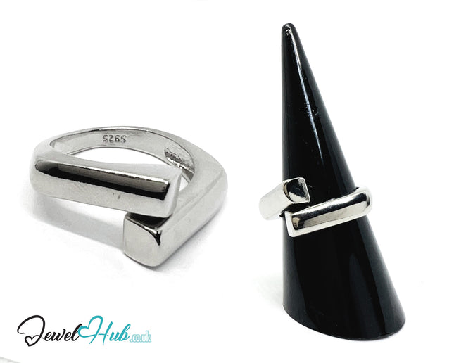 925 Silver Ring (Hallmarked) Linear Merge Design | 4.2g | Adjustable UK O-P-Q CA