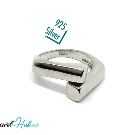 925 Silver Ring (Hallmarked) Linear Merge Design | 4.2g | Adjustable UK O-P-Q CA