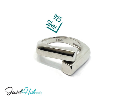 925 Silver Ring (Hallmarked) Linear Merge Design | 4.2g | Adjustable (UK O–Q)