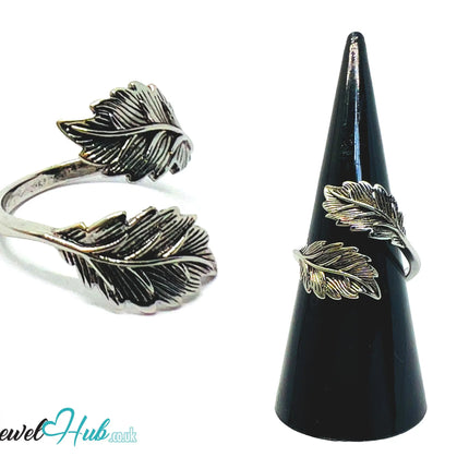 925 Silver Ring (Hallmarked) Twin Leaf · UK N-O-P · US 7–8 · 2.82g CA