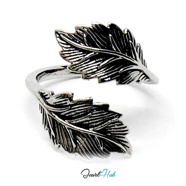 925 Silver Ring (Hallmarked) Twin Leaf · UK N-O-P · US 7–8 · 2.82g CA