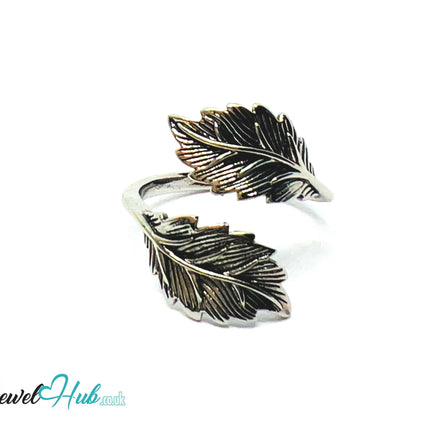 925 Silver Ring (Hallmarked) Twin Leaf · UK N-O-P · US 7–8 · 2.82g CA