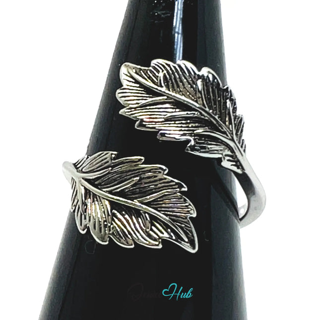 925 Silver Ring (Hallmarked) Twin Leaf · UK N-O-P · US 7–8 · 2.82g CA