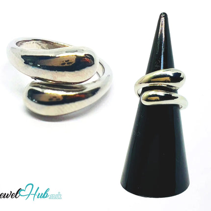 925 Silver Ring (Hallmarked) Overlap Twist · UK K-L-M · US 5.5–6.5 · 4.28g CA