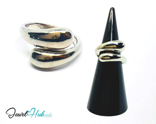 925 Silver Ring (Hallmarked) Overlap Twist · UK K-L-M · US 5.5–6.5 · 4.28g
