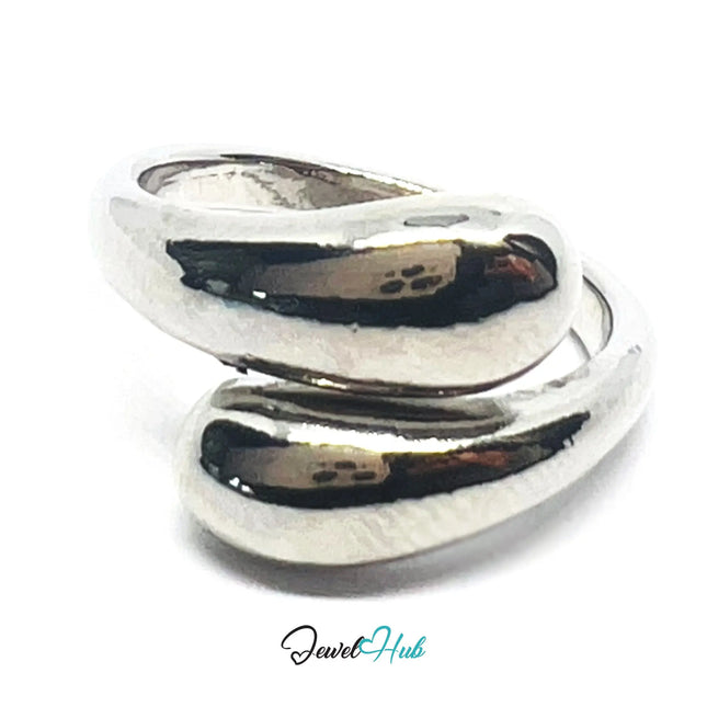925 Silver Ring (Hallmarked) Overlap Twist · UK K-L-M · US 5.5–6.5 · 4.28g CA