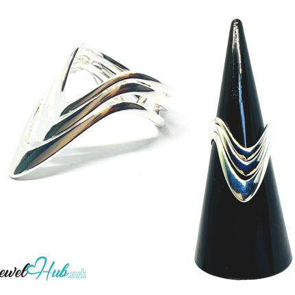 925 Silver Ring (Hallmarked) Layered Point · UK K-L-M · US 5.5–6.5 · 2.94g CA