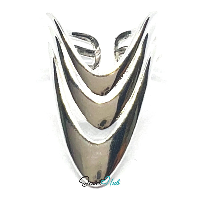 925 Silver Ring (Hallmarked) Layered Point · UK K-L-M · US 5.5–6.5 · 2.94g CA