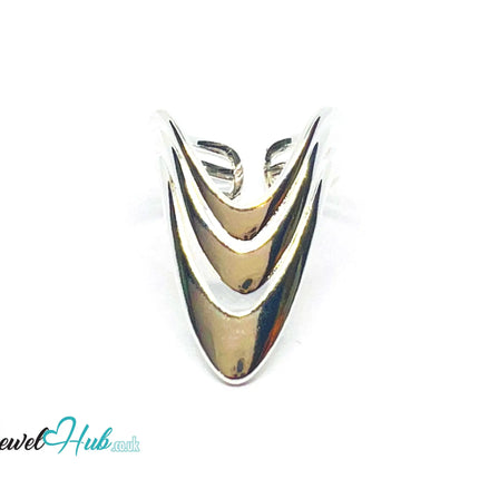 925 Silver Ring (Hallmarked) Layered Point · UK K-L-M · US 5.5–6.5 · 2.94g CA