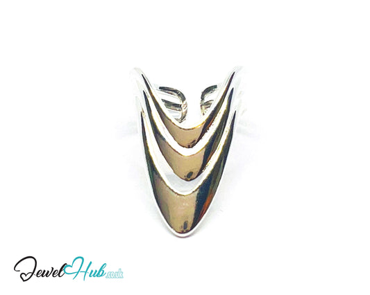 925 Silver Ring (Hallmarked) Layered Point · UK K-L-M · US 5.5–6.5 · 2.94g