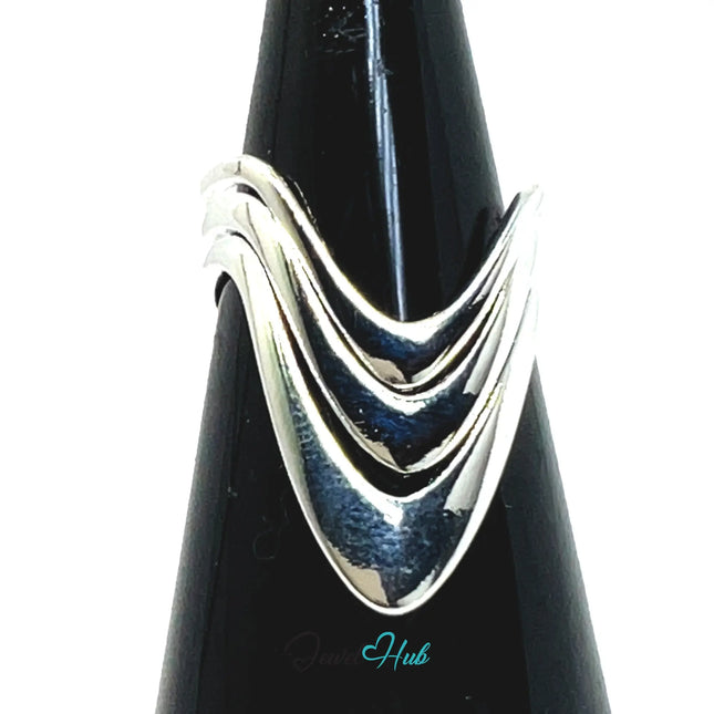925 Silver Ring (Hallmarked) Layered Point · UK K-L-M · US 5.5–6.5 · 2.94g CA