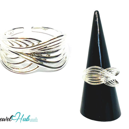 925 Silver Ring (Hallmarked) Interloop Band · UK O-P-Q · US 7.5–8.5 · 2.50g CA