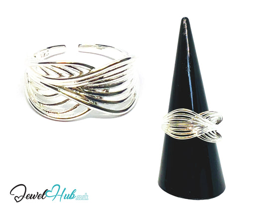 925 Silver Ring (Hallmarked) Interloop Band · UK O-P-Q · US 7.5–8.5 · 2.50g