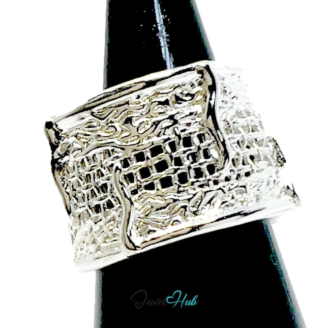 925 Silver Ring (Hallmarked) Woven Crest · UK O-P-Q · US 7.5–8.5 · 6.04g CA