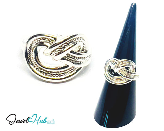 925 Silver Ring (Hallmarked) Textured Knot · UK L-M-N · US 6–7.5 · 6.6g