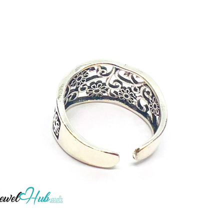 925 Silver Ring (Hallmarked) Floral Swirl · UK O-P-Q · US 7–8.5 · 3.19g CA