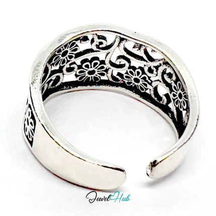 925 Silver Ring (Hallmarked) Floral Swirl · UK O-P-Q · US 7–8.5 · 3.19g CA
