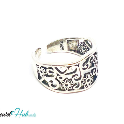 925 Silver Ring (Hallmarked) Floral Swirl · UK O-P-Q · US 7–8.5 · 3.19g CA