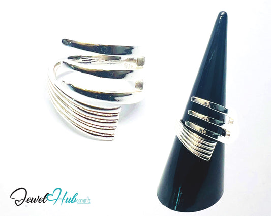 925 Silver Ring (Hallmarked) Multi-Band Wrap · UK N-O-P · US 7–8.5 · 4.34g
