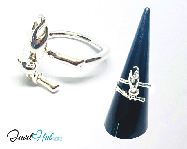 925 Silver Ring (Hallmarked) Cat Motif · UK M-N-O · US 6.5–8 · 3.81g CA