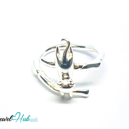 925 Silver Ring (Hallmarked) Cat Motif · UK M-N-O · US 6.5–8 · 3.81g CA
