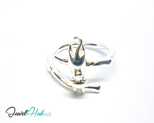 925 Silver Ring (Hallmarked) Cat Motif · UK M-N-O · US 6.5–8 · 3.81g