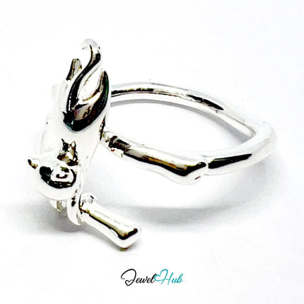 925 Silver Ring (Hallmarked) Cat Motif · UK M-N-O · US 6.5–8 · 3.81g CA