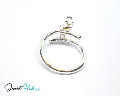 925 Silver Ring (Hallmarked) Cat Motif · UK M-N-O · US 6.5–8 · 3.81g