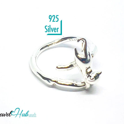 925 Silver Ring (Hallmarked) Cat Motif · UK M-N-O · US 6.5–8 · 3.81g CA