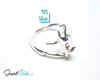 925 Silver Ring (Hallmarked) Cat Motif · UK M-N-O · US 6.5–8 · 3.81g