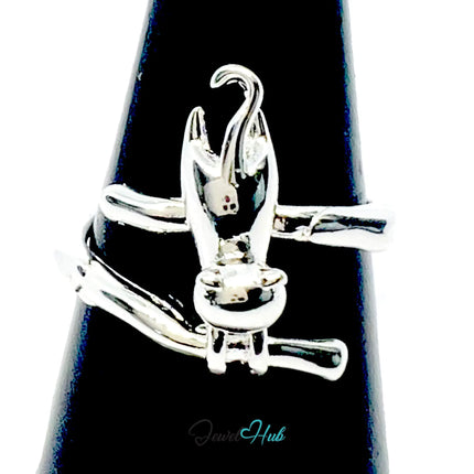 925 Silver Ring (Hallmarked) Cat Motif · UK M-N-O · US 6.5–8 · 3.81g CA