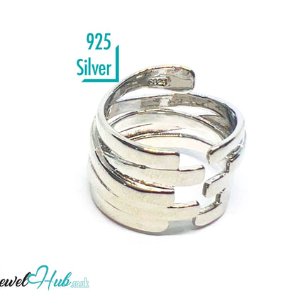 925 Silver Ring (Hallmarked) Sculptural Wrap · UK M-N-O · US 6.5–8 · 5.6g CA