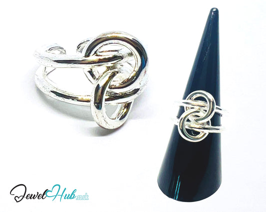925 Silver Ring (Hallmarked) Sculptural Knot · UK M-N-O · US 6.5–8 · 6.78g