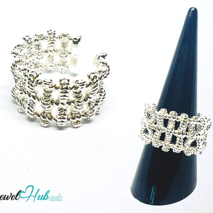 925 Silver Ring (Hallmarked) Woven Link · UK N-O-P · US 7–8.5 · 9.41g CA