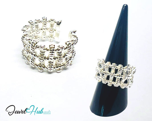 925 Silver Ring (Hallmarked) Woven Link · UK N-O-P · US 7–8.5 · 9.41g