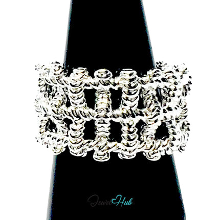 925 Silver Ring (Hallmarked) Woven Link · UK N-O-P · US 7–8.5 · 9.41g CA