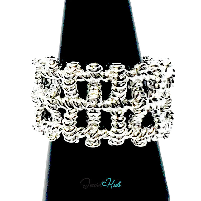 925 Silver Ring (Hallmarked) Woven Link · UK N-O-P · US 7–8.5 · 9.41g CA