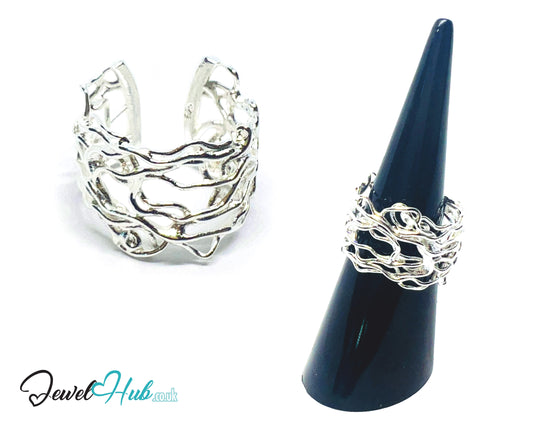 925 Silver Ring (Hallmarked) Vine Weave · UK N-O-P · US 7–8.5 · 3.43g
