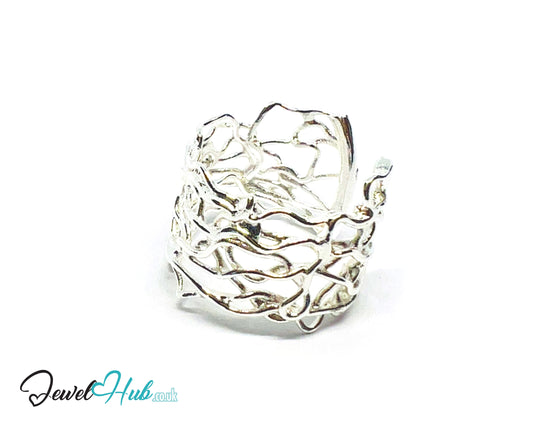 925 Silver Ring (Hallmarked) Vine Weave · UK N-O-P · US 7–8.5 · 3.43g