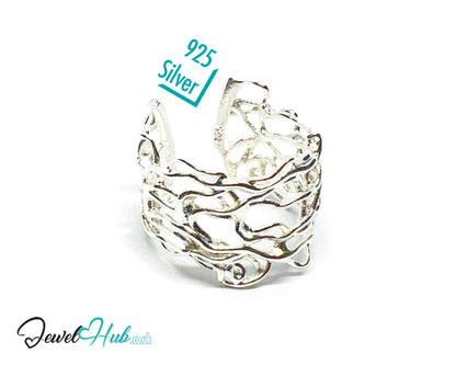 925 Silver Ring (Hallmarked) Vine Weave · UK N-O-P · US 7–8.5 · 3.43g