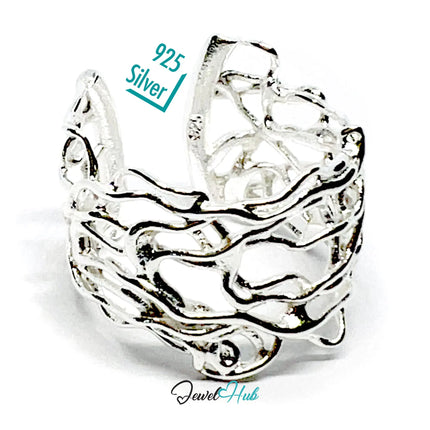 925 Silver Ring (Hallmarked) Vine Weave · UK N-O-P · US 7–8.5 · 3.43g CA