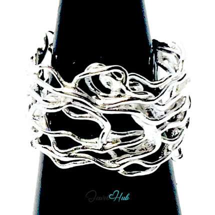 925 Silver Ring (Hallmarked) Vine Weave · UK N-O-P · US 7–8.5 · 3.43g CA