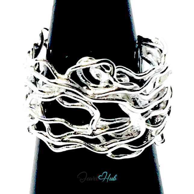 925 Silver Ring (Hallmarked) Vine Weave · UK N-O-P · US 7–8.5 · 3.43g CA