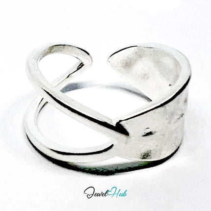 925 Silver Ring (Hallmarked) Sculptural V-Curve · UK M-N-O · US 6.5–8 · 3.3g CA