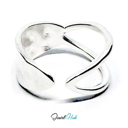 925 Silver Ring (Hallmarked) Sculptural V-Curve · UK M-N-O · US 6.5–8 · 3.3g CA