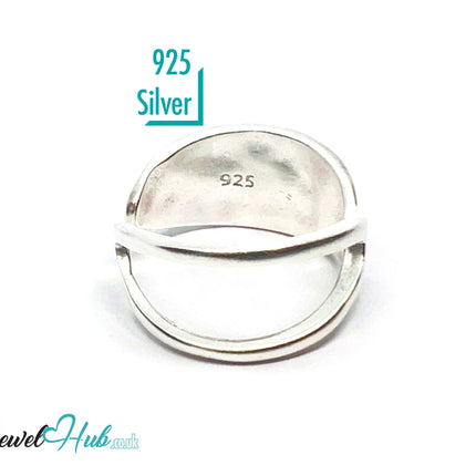 925 Silver Ring (Hallmarked) Sculptural V-Curve · UK M-N-O · US 6.5–8 · 3.3g CA