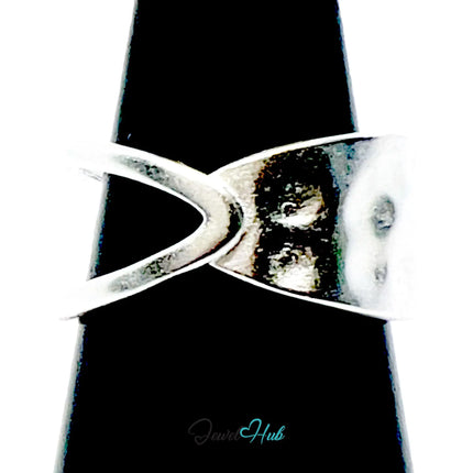 925 Silver Ring (Hallmarked) Sculptural V-Curve · UK M-N-O · US 6.5–8 · 3.3g CA
