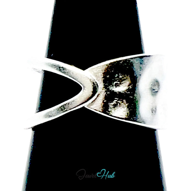 925 Silver Ring (Hallmarked) Sculptural V-Curve · UK M-N-O · US 6.5–8 · 3.3g CA