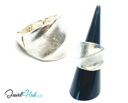 925 Silver Ring (Hallmarked) Twisted Brushed Band · UK L-M-N · US 6–7.5 · 10g